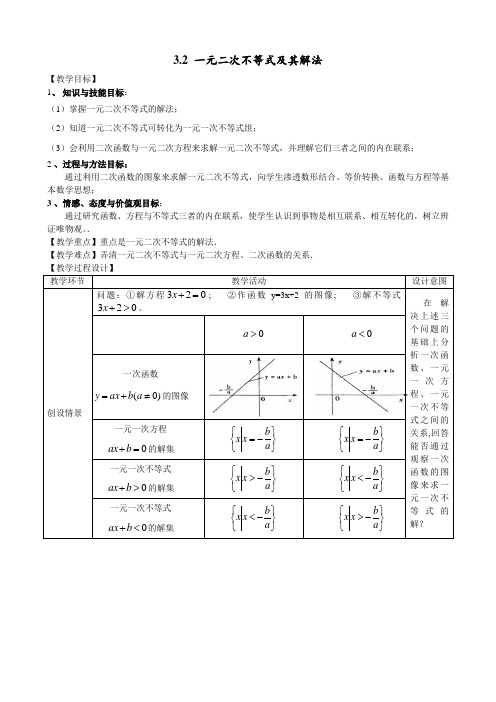 高中数学必修五教案-3.2 一元二次不等式及其解法(6)-人教A版