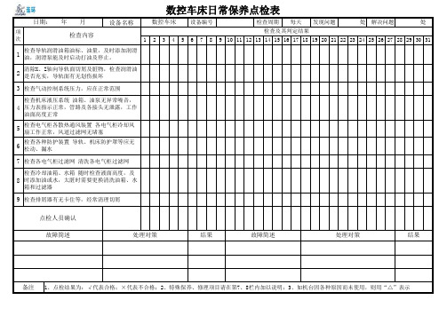 数控车床日常保养点检表