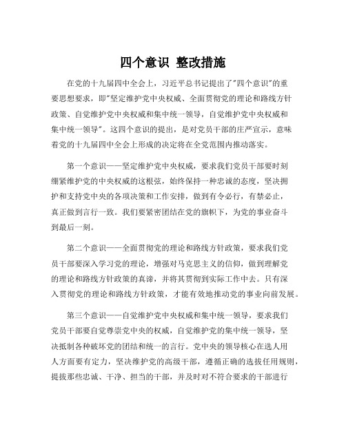 四个意识 整改措施