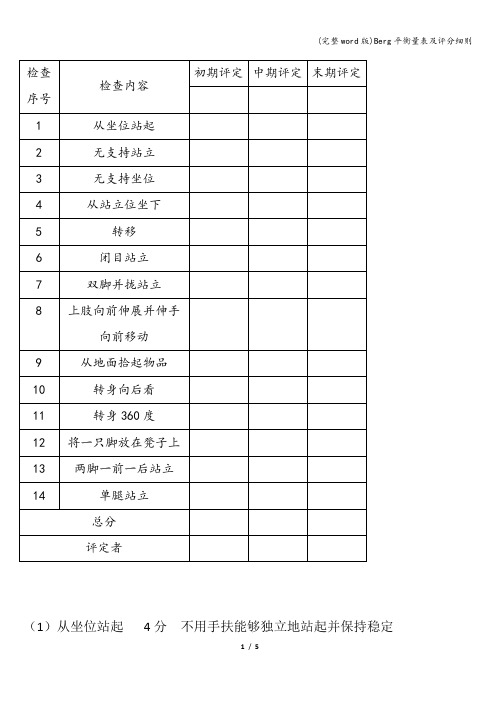 (完整word版)Berg平衡量表及评分细则