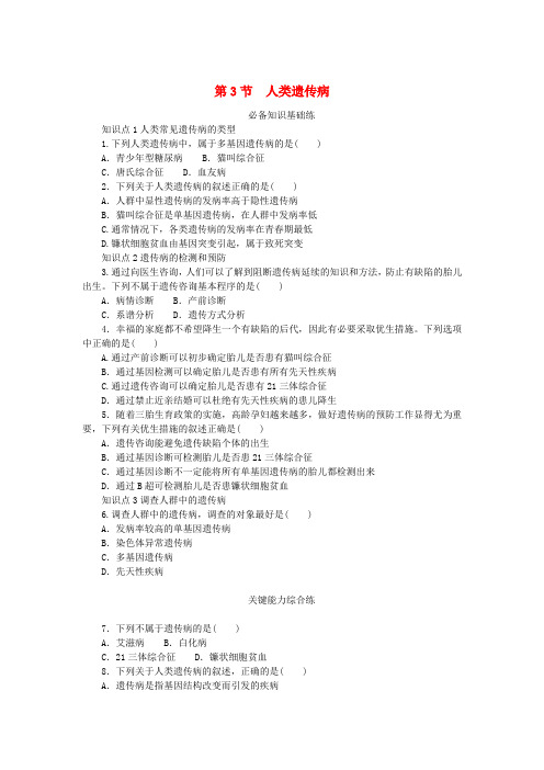 2023版新教材高中生物第5章基因突变及其他变异第3节人类遗传参时作业新人教版必修2