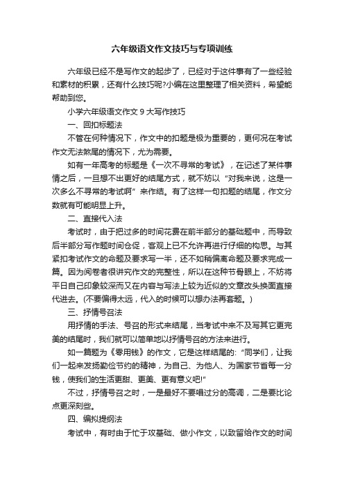 六年级语文作文技巧与专项训练