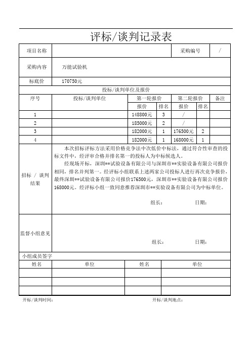 评标、谈判记录表