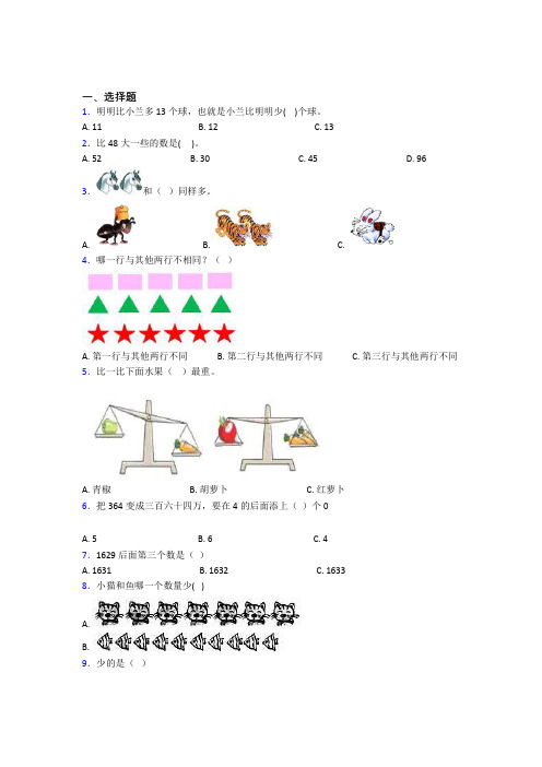 安徽合肥市小学数学一年级上册第一单元经典测试题(含答案解析)