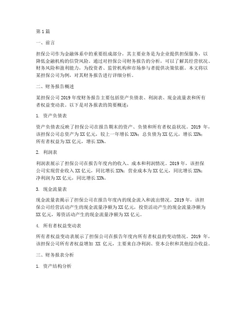 担保公司财务报告分析(3篇)