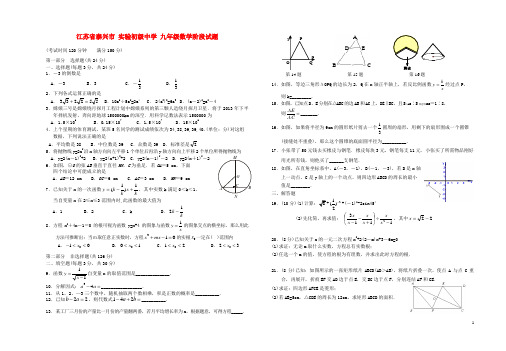 江苏省泰兴市实验初级中学九年级数学第二学期阶段试题