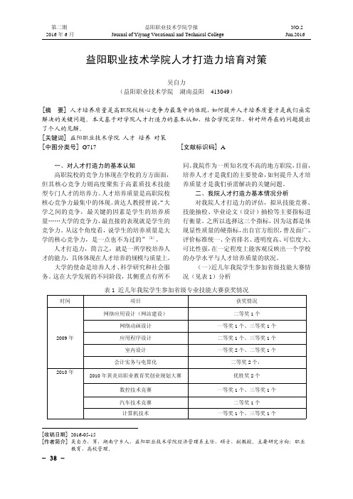 益阳职业技术学院人才打造力培育对策