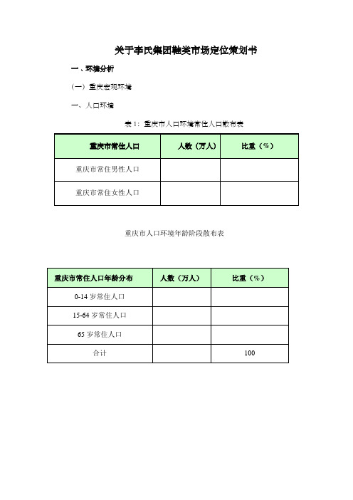 鞋类市场定位策划书