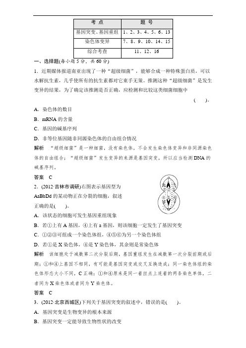 生物遗传与进化知识点习题演练48 含解析 精品