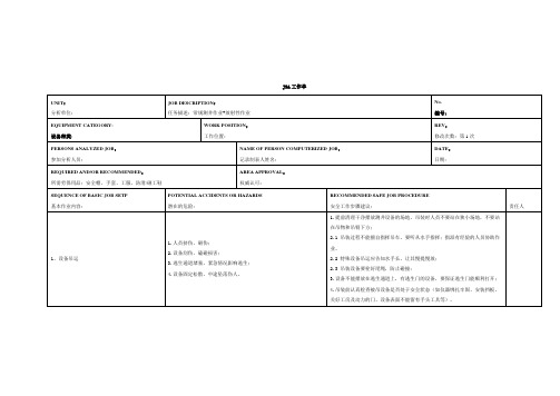 JSA常规作业及放射性测井安全风险分析