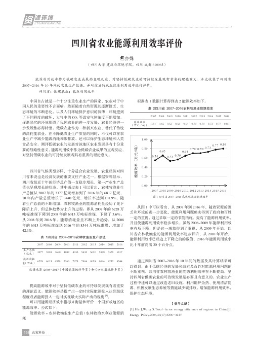 四川省农业能源利用效率评价