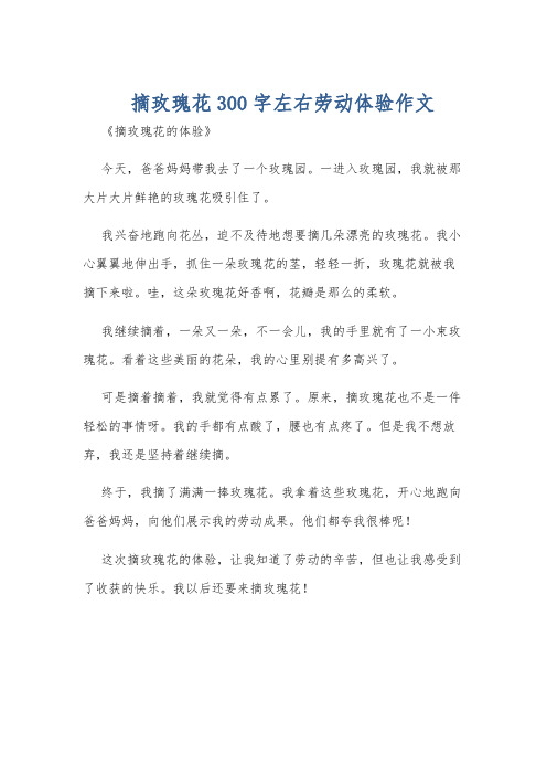 摘玫瑰花300字左右劳动体验作文