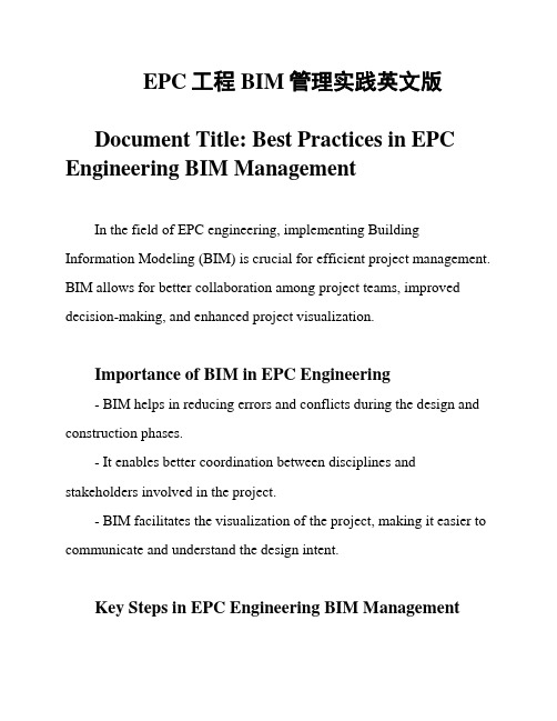 EPC工程BIM管理实践英文版