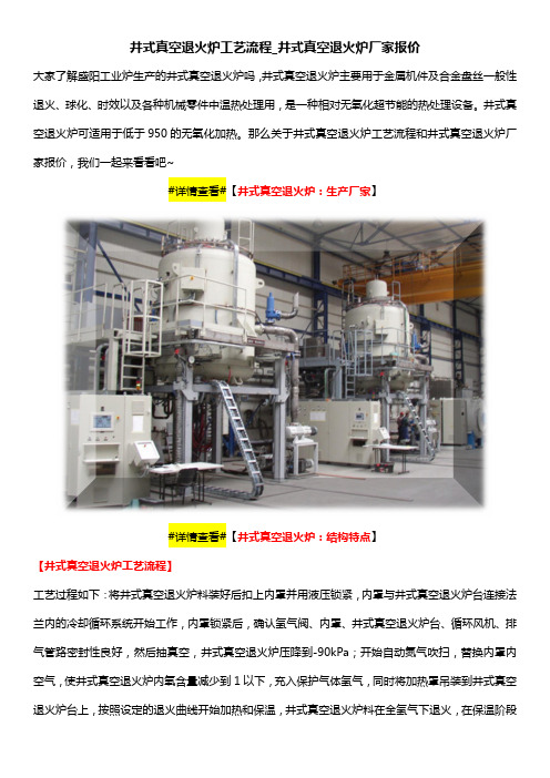 井式真空退火炉工艺流程_井式真空退火炉厂家报价