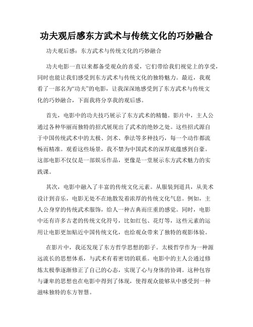 功夫观后感东方武术与传统文化的巧妙融合