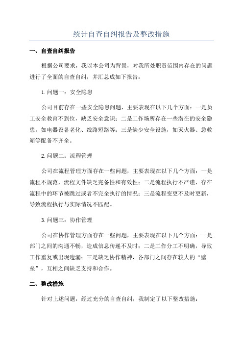 统计自查自纠报告及整改措施