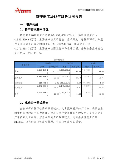 特变电工2018年财务状况报告-智泽华