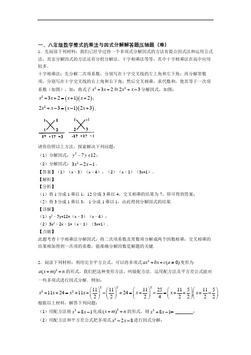 人教版八年级数学上册 整式的乘法与因式分解(篇)(Word版 含解析)