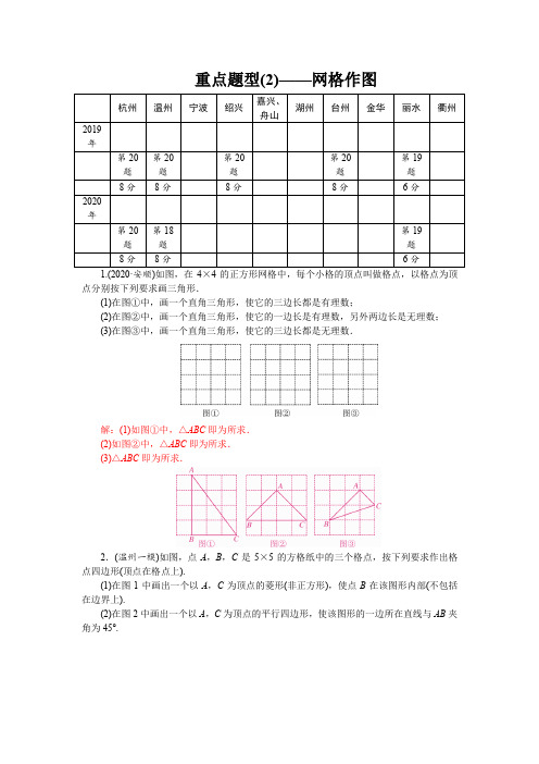 2021年中考数学复习重点题型(2)——网格作图