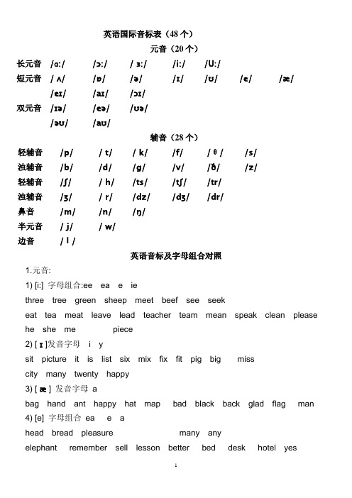 英语国际音标最新整理表