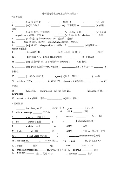 外研版选修七全册重点知识精品复习