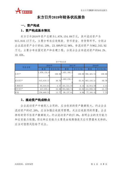 东方日升2018年财务状况报告-智泽华