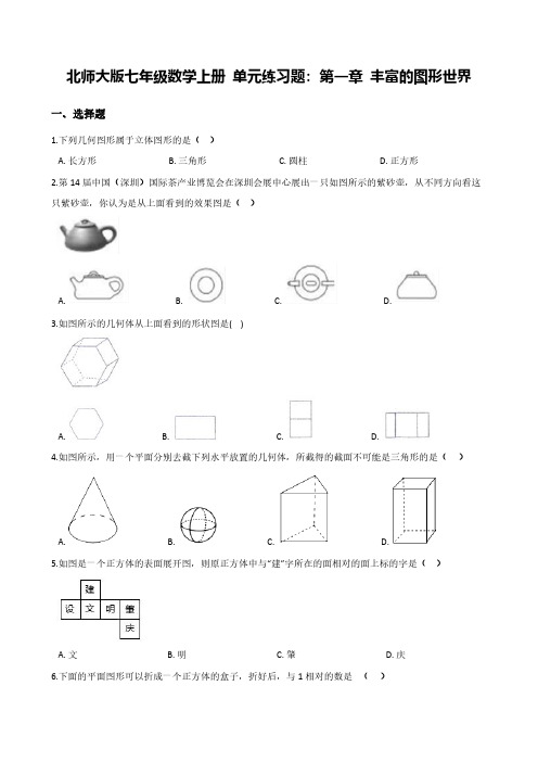 北师大版七年级数学上册 单元练习题:第一章 丰富的图形世界含答案