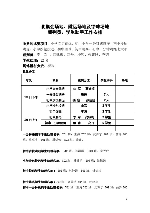 裁判员安排表