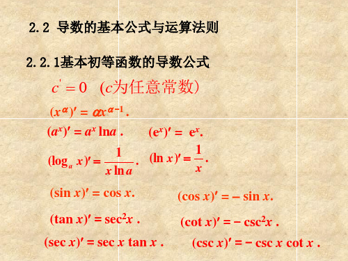 导数的基本公式及运算法则