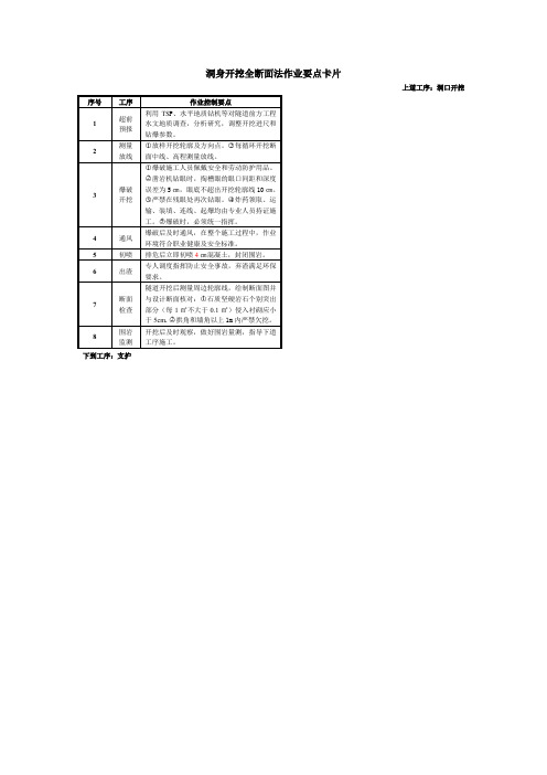 洞身开挖全断面法作业要点卡片