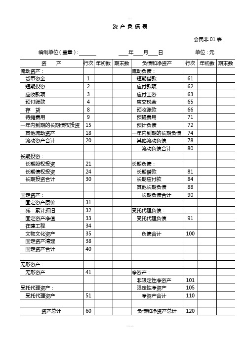 《民间非营利性质组织》会计报表