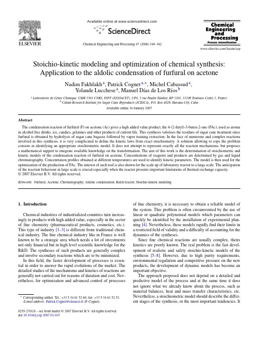 Stoichio-kinetic modeling and optimization of chemical synthesis Application to aldolic condensation