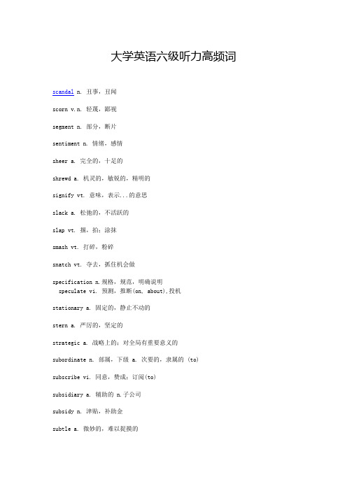 大学英语六级听力高频词