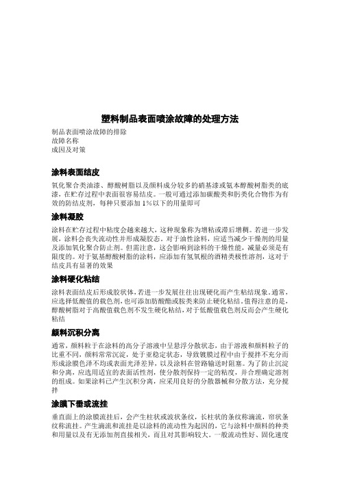 塑料制品表面喷涂故障的处理方法介绍doc 7页