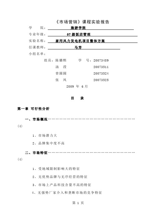 家用风力发电机项目整体方案word精品文档11页