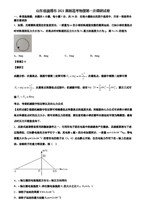 山东省淄博市2021届新高考物理第一次调研试卷含解析