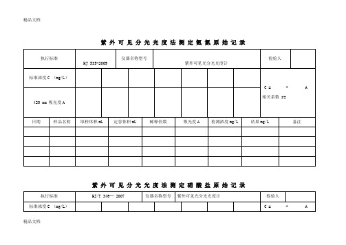 污水处理厂化验室原始记录表格教学内容