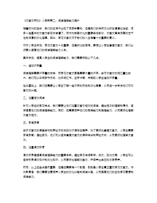 《文言文两则》小学教案二：阅读理解能力提升