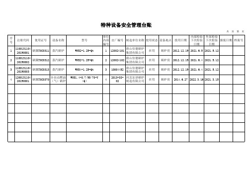 锅炉台账