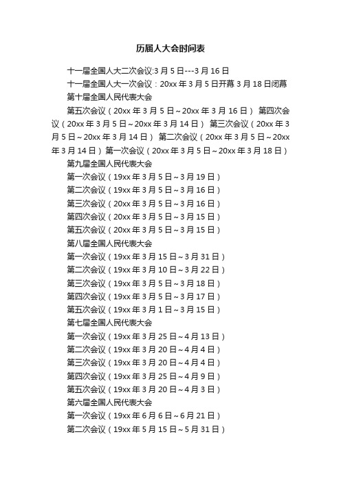 历届人大会时间表