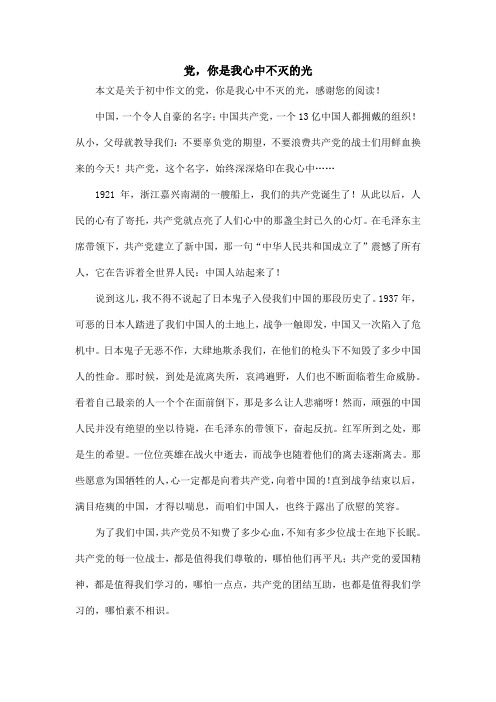 党,你是我心中不灭的光_初中作文