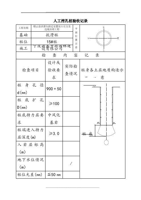 人工挖孔桩验收记录