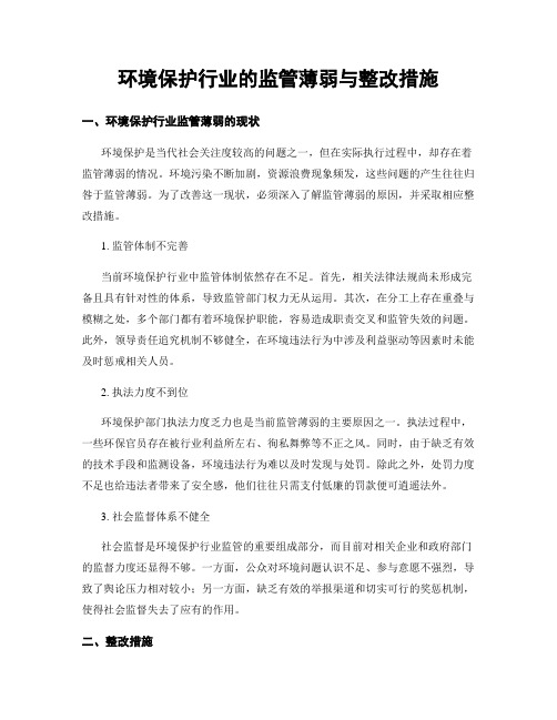 环境保护行业的监管薄弱与整改措施