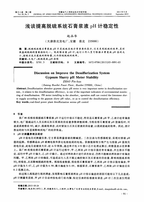 浅谈提高脱硫系统石膏浆液pH计稳定性