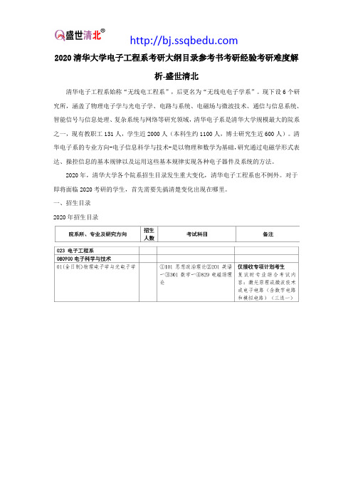 2020清华大学电子工程系考研大纲目录参考书考研经验考研难度解析-盛世清北