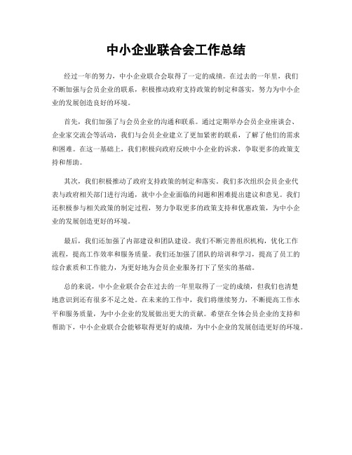 中小企业联合会工作总结