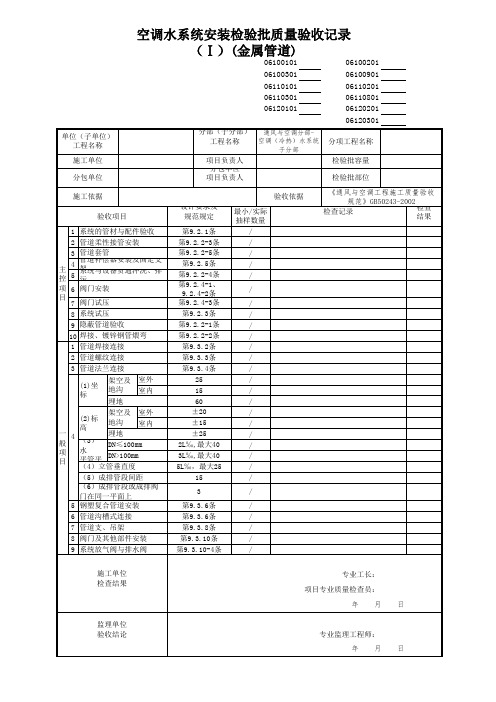 空调水系统安装检验批(金属管道)