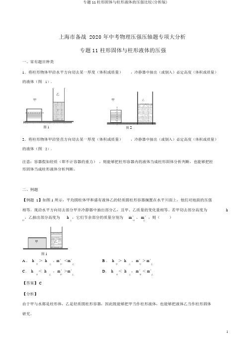 专题11柱形固体与柱形液体的压强比较(解析版)