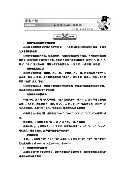 湘教版高中数学选修1-1第1章  章末小结