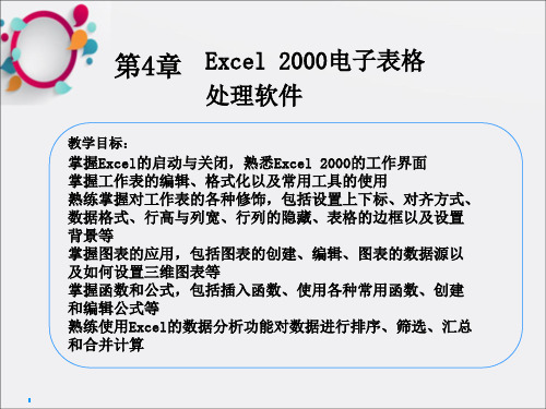 计算机文化基础PPT课件_第4章_Excel_2000电子表格处理软